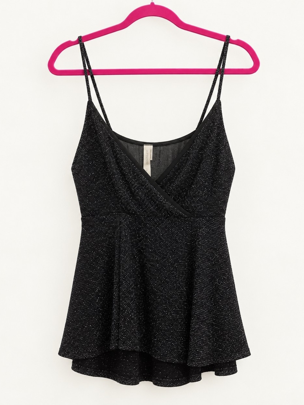 Chocolate Black Sparkle Surplice Peplum Camisole